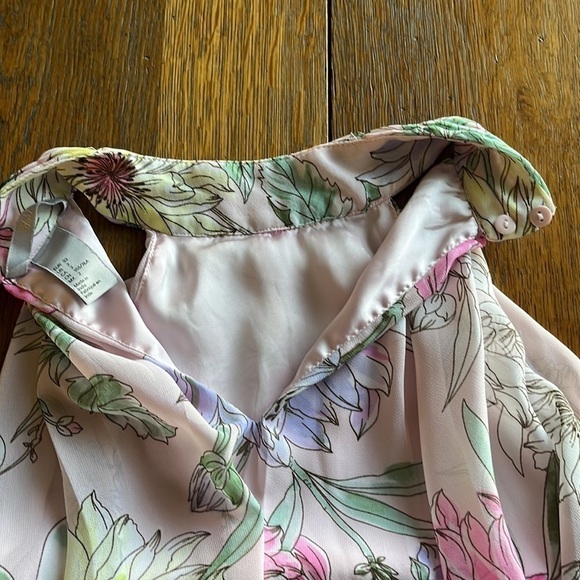H&M pink floral maxi dress size 2 sleeveless high neck lightweight button back - Picture 12 of 14